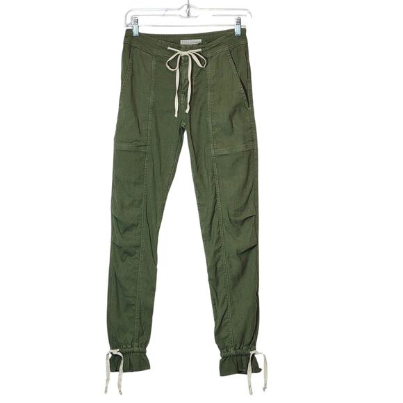 Joie Pants - Joie Maja Green Utility Cargo Jogger Pant Ankle Cropped Linen Blend Casual 23